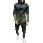 Men's Gradient Track Suit // Green + Black (L)