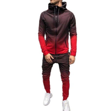 Men's Gradient Track Suit // Red + Black (XS)