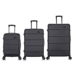 InUSA Elysian Lightweight Hardside Spinner 3 Pc Luggage Set  20" // 24" // 28" (Black)