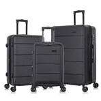 InUSA Elysian Lightweight Hardside Spinner 3 Pc Luggage Set  20" // 24" // 28" (Black)