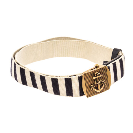 Gucci // Anchor Buckle Striped Belt
