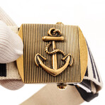 Gucci // Anchor Buckle Striped Belt