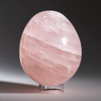 Genuine Polished Rose Quartz Egg & Acrylic Display Stand // 1.5 lb