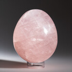 Genuine Polished Rose Quartz Egg & Acrylic Display Stand // 1.5 lb