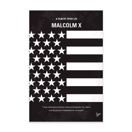 Malcolm X Minimal Movie Poster Print on Acrylic Glass // Chungkong (16"W x 24"H x 0.25"D)