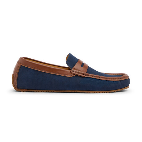 TRANSPORTER® Men's Hybrid Driving Slipper // Navy + Tan (US Men's Size 7)