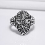 Sterling Silver Odin Mask Ring // Silver (11.5)