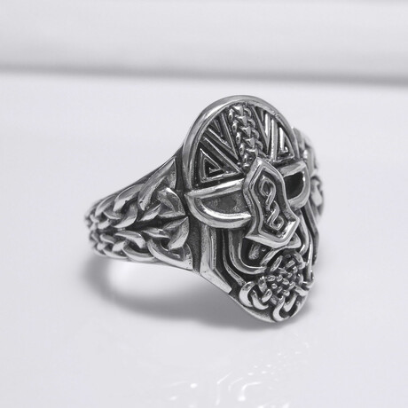 Sterling Silver Odin Mask Ring // Silver (6)