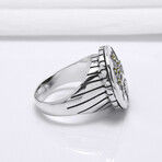 Sterling Silver Round Floral Ring // Silver (10.5)