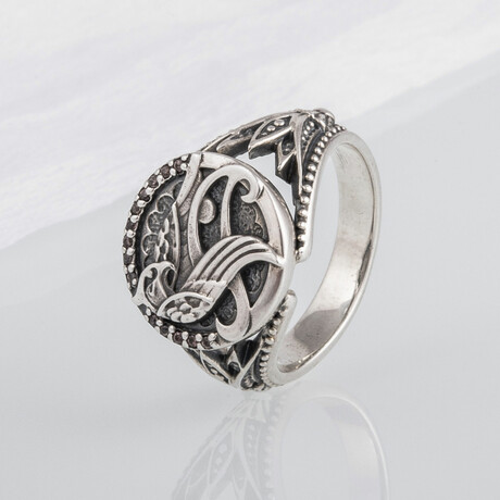 Sterling Silver Falcon Horus Ring // Silver (6)
