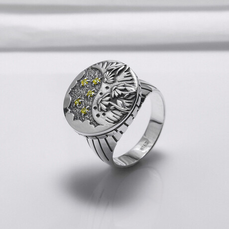 Sterling Silver Round Floral Ring // Silver (6)