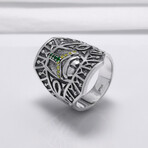 Sterling Silver Hexahedron Ankh Ring // Silver (11.5)