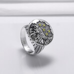 Sterling Silver Round Floral Ring // Silver (10.5)