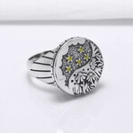 Sterling Silver Round Floral Ring // Silver (10.5)