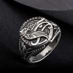 Sterling Silver Falcon Horus Ring // Silver (9.5)