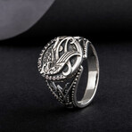 Sterling Silver Falcon Horus Ring // Silver (9.5)