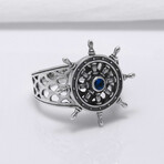 Sterling Silver Ship Wheel Ring // Silver (11.5)