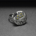 Sterling Silver Round Floral Ring // Silver (10.5)