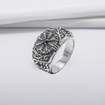 Sterling Silver Vegvisir Ring // Silver (9)