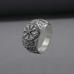 Sterling Silver Vegvisir Ring // Silver (9)
