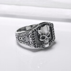 Sterling Silver Skull Signet Ring // Silver (9.5)