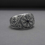 Sterling Silver Vegvisir Ring // Silver (9)