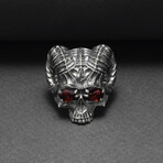 Sterling Silver Ram's Skull Ring // Silver (10)