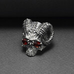Sterling Silver Ram's Skull Ring // Silver (10)