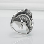 Sterling Silver Raven Ring // Silver + Red (11.5)