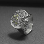 Sterling Silver Round Floral Ring // Silver (10.5)