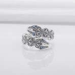 Sterling Silver Double-Headed Serpent Ring // Silver (10)