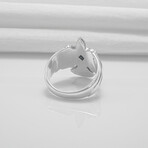 Sterling Silver Raven Ring // Silver + Blue (10.5)