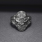 Sterling Silver Odin Mask Ring // Silver (11.5)