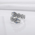 Sterling Silver Double-Headed Serpent Ring // Silver (10)