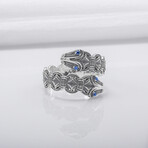 Sterling Silver Double-Headed Serpent Ring // Silver (10)