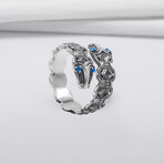 Sterling Silver Double-Headed Serpent Ring // Silver (10)