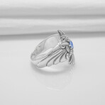 Sterling Silver Raven Ring // Silver + Blue (10.5)