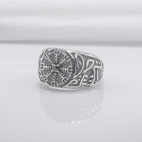 Sterling Silver Vegvisir Ring // Silver (6)