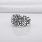 Sterling Silver Vegvisir Ring // Silver (9)