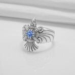 Sterling Silver Raven Ring // Silver + Blue (10.5)