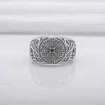 Sterling Silver Vegvisir Ring // Silver (9)