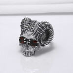 Sterling Silver Ram's Skull Ring // Silver (10)