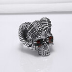 Sterling Silver Ram's Skull Ring // Silver (10)
