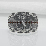 Sterling SilverAnchor And Chain Ring // Silver (8)