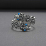 Sterling Silver Double-Headed Serpent Ring // Silver (10)