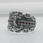 Sterling SilverAnchor And Chain Ring // Silver (8)