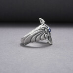 Sterling Silver Raven Ring // Silver + Blue (10.5)