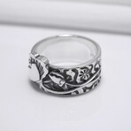 Sterling Silver Poppy Flower Ring // Silver (11.5)