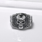 Sterling Silver Skull Signet Ring // Silver (9.5)
