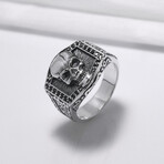 Sterling Silver Skull Signet Ring // Silver (9.5)